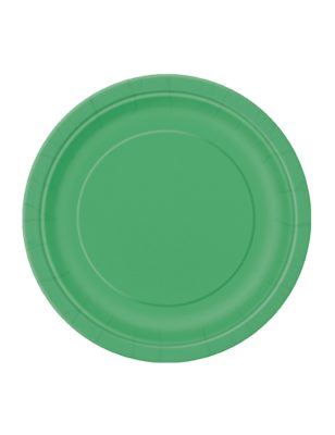 20 Petites assiettes en carton vert émeraude 17.1 cm