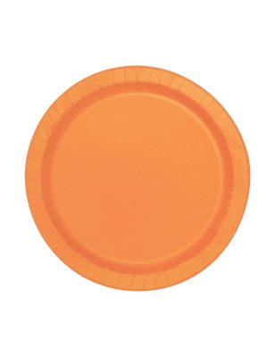20 Petites assiettes rondes en carton oranges 18 cm