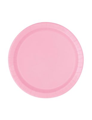 20 Petites assiettes en carton roses clair 19 cm