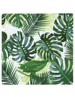 20 Petites serviettes en papier Tropical vert 25 x 25 cm