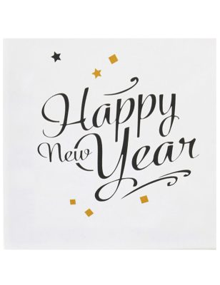 20 Serviettes en papier Happy New Year doré 33 x 33 cm