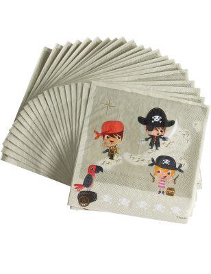 20 Serviettes en papier Pirate au trésor 33 x 33 cm