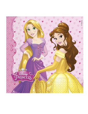 20 Serviettes en papier Princesses Disney cœurs 33 x 33 cm