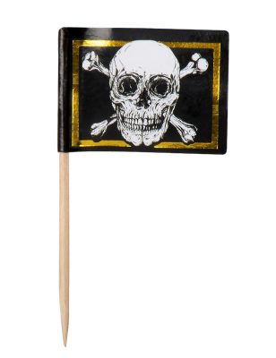24 Pics en bois drapeau Pirate Jolly Roger 7 cm