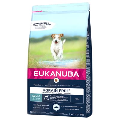 Eukanuba Grain Free Adult Small / Medium Breed saumon - 3 kg