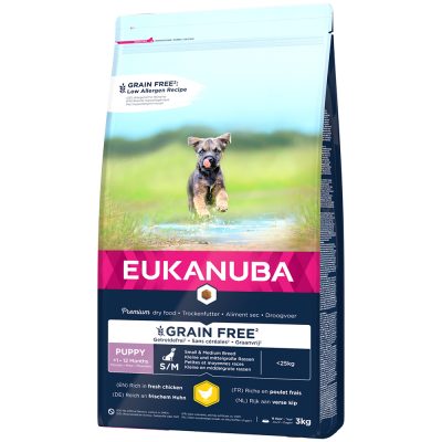 Eukanuba Grain Free Puppy Small / Medium Breed poulet - 3 kg