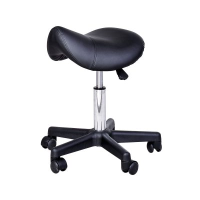 Tabouret de massage tabouret selle ergonomique pivotant 360° hauteur réglable revêtement synthétique noir