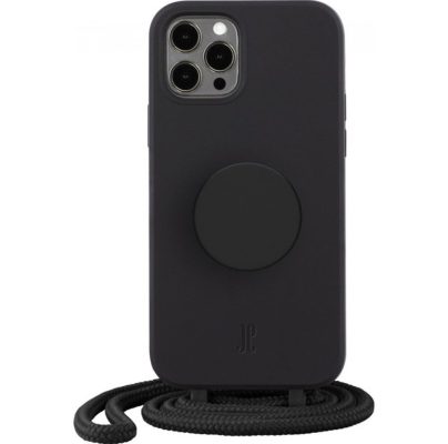 Just Elegance PopGrip - Coque Apple iPhone 14 Pro Coque arrière en TPU Souple - Noir
