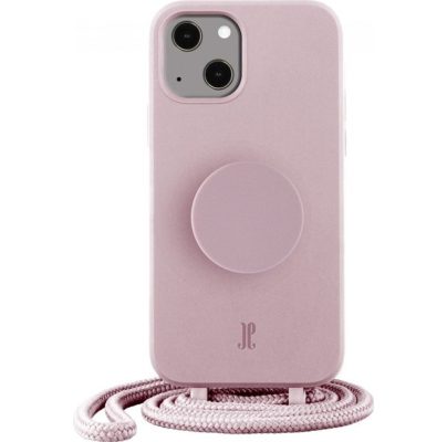 Just Elegance PopGrip - Coque Apple iPhone 14 Coque arrière en TPU Souple - Rose Breath