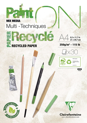 Bloc Dessin A4 - 30 Feuilles - Papier Blanc - 100% Recyclé - Painton