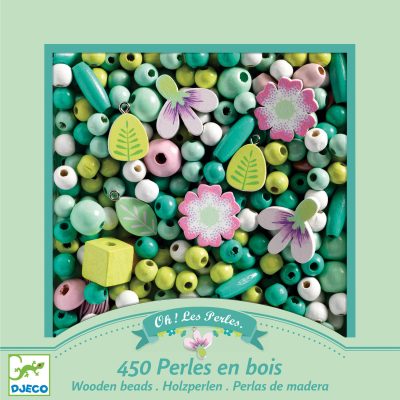 450 perles en bois Feuilles et fleurs Djeco