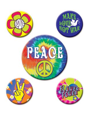 5 Badges 60's Hippies 3