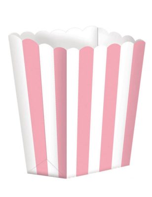 5 Boîtes à popcorn en carton rose et blanc 6