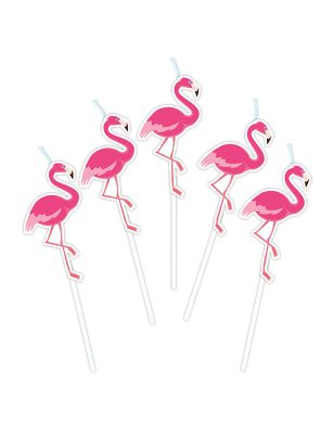 5 Bougies sur pics flamingo party 3 cm