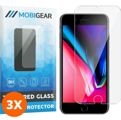 Mobigear - Apple iPhone 8 Plus Verre trempé Protection d'écran - Compatible Coque (Lot de 3)