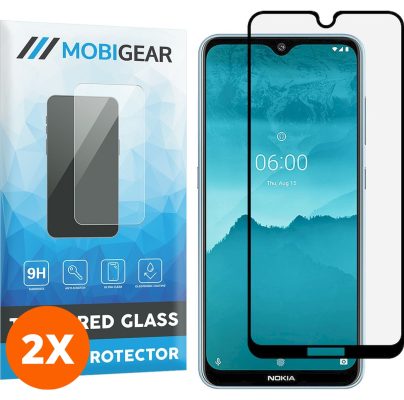 Mobigear Premium - Nokia 6.2 Verre trempé Protection d'écran - Compatible Coque - Noir (Lot de 2)