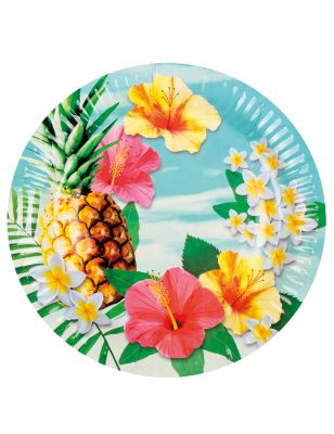 10 Assiettes en carton Hawaii party 23 cm