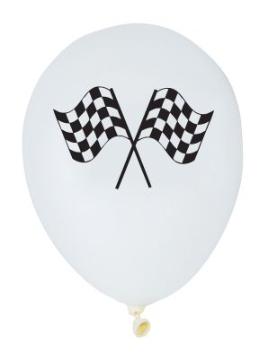 6 Ballons en latex Racing blancs 30 cm