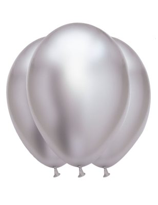 6 Ballons en latex argentés satinés 31 x 39 cm