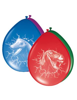 6 Ballons en latex Dinosaures multicolores 30 cm