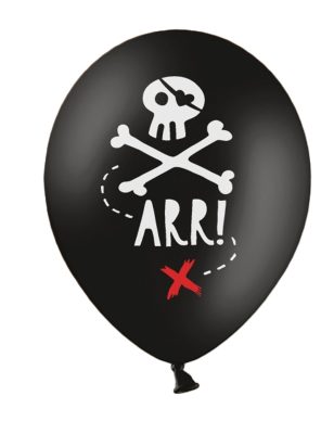6 Ballons en latex fête de pirate noirs 30 cm