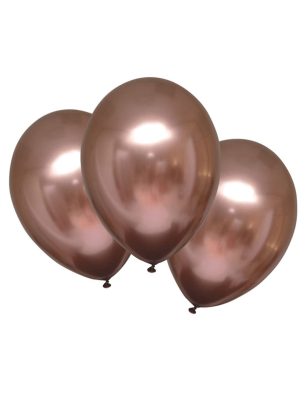 6 Ballons en latex rose gold satinés 28 cm