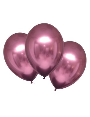 6 Ballons en latex roses satinés 28 cm