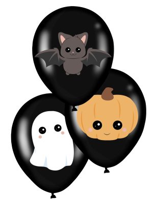 6 Ballons en latex sweety halloween noirs 28 cm