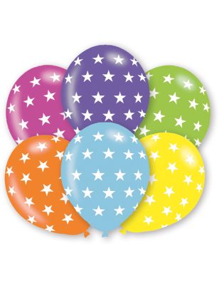 6 Ballons étoiles multicolores