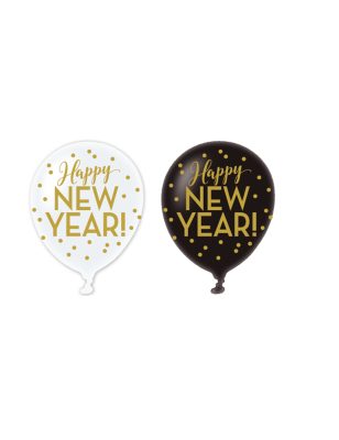 6 Ballons latex Happy new year doré 30 cm