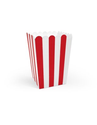 6 Boîtes à popcorn en carton rouges et blanches 7 x 12