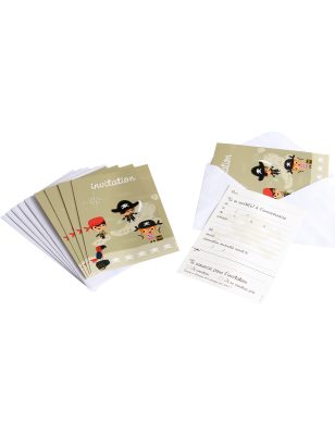 6 Cartons d'invitation avec enveloppes pirate