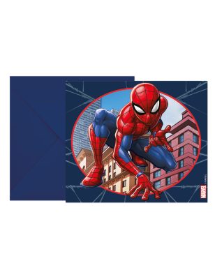 6 Cartons d'invitation avec enveloppes Spiderman
