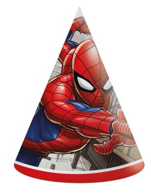 6 chapeaux de fête en carton Spiderman