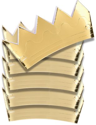 6 Mini couronnes dorées en carton
