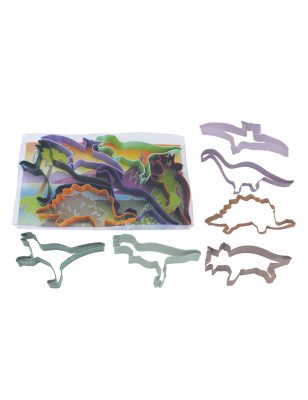 6 Emporte-pièces en métal anniversaire Dinosaures 15 cm