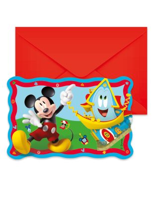 6 invitations carton Mickey Mouse