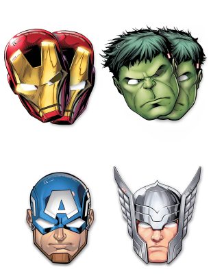 6 masques en carton Avengers Mighty