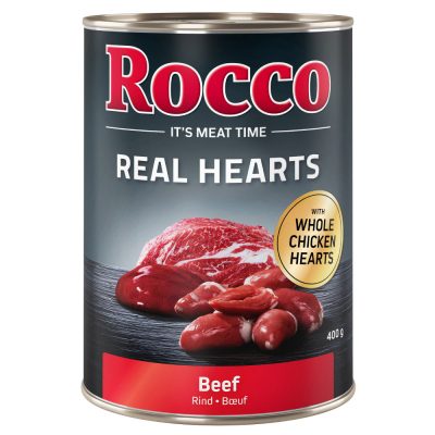 Rocco Real Hearts 6 x 400 g - bœuf avec des cœurs de poulet entiers
