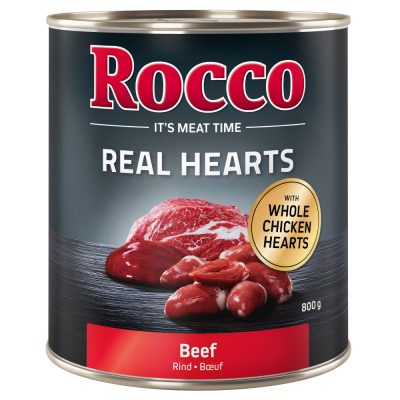 Rocco Real Hearts 6 x 800 g - bœuf avec des cœurs de poulet entiers