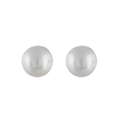 Boucles d'oreilles en acier perle de synthèse crème et fermoir poussette