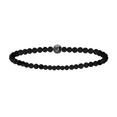Bracelet extensible de perles d'Agate et Perle de culture de Tahiti véritable