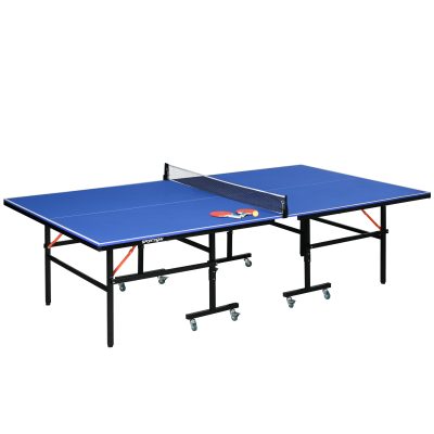 SPORTNOW Table de tennis de table pliable compacte avec 8 roulettes pour intérieur et extérieur 274 x 152