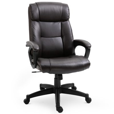 HOMCOM Fauteuil de bureau chaise de bureau ergonomique réglable roulettes pivotant 360° revêtement synthétique PU 64 x 73 x 106-115