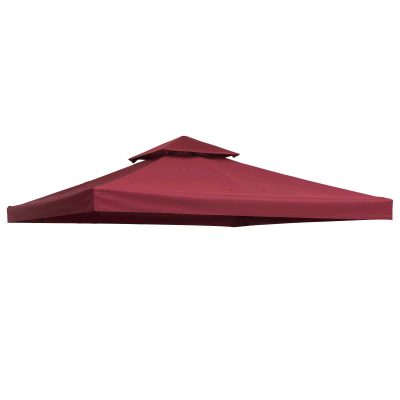 Outsunny Toile de toit de rechange pour pavillon tonnelle tente protection contre le soleil double toit 300 x 300 cm rouge niveux-AOSOM.fr