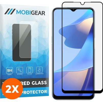 Mobigear Premium - OPPO A16s Verre trempé Protection d'écran - Compatible Coque - Noir (Lot de 2)