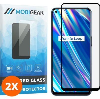 Mobigear Premium - Realme 8 5G Verre trempé Protection d'écran - Compatible Coque - Noir (Lot de 2)