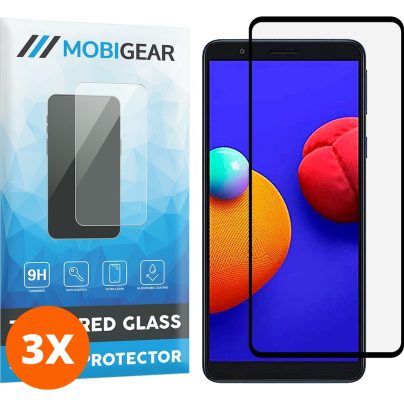 Mobigear Premium - Samsung Galaxy A01 Core Verre trempé Protection d'écran - Compatible Coque - Noir (Lot de 3)