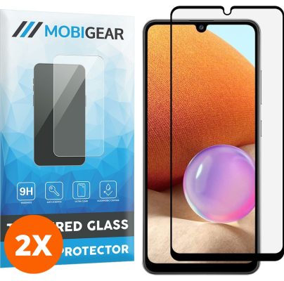 Mobigear Premium - Samsung Galaxy A32 4G Verre trempé Protection d'écran Empreinte digitale - Compatible Coque - Noir (Lot de 2)