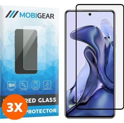 Mobigear Premium - Xiaomi 11T Verre trempé Protection d'écran - Compatible Coque - Noir (Lot de 3)
